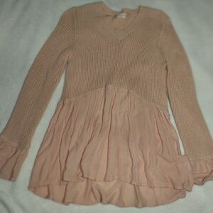 Altar'd State Taupe and Peach Knit Blouse